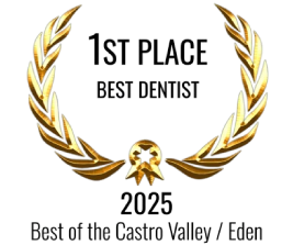 Best of the Castro Valley / Eden 2025 Best Dentist award badge.